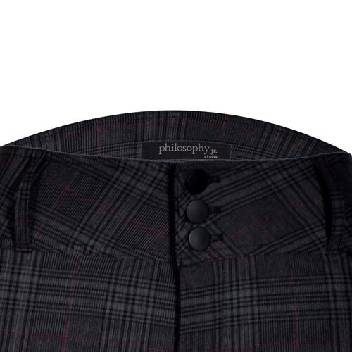 Pantalón con estampado de cuadros oscuros y pretina ancha Philosophy talla extra  color gris combinado modelo P13387