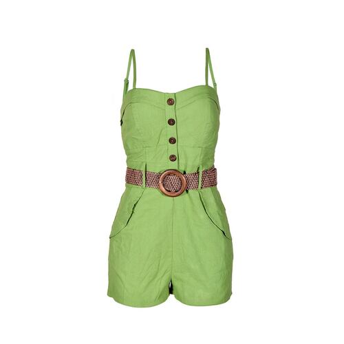 Rumper con smock en espalda, botones y cinturón Philosophy talla chica color verde claro modelo MD1645NCH
