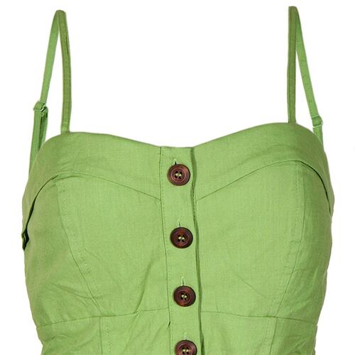 Rumper con smock en espalda, botones y cinturón Philosophy talla chica color verde claro modelo MD1645NCH