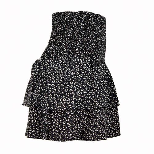 Falda corta con olanes y restampado Philosophy talla grande color negro combinado modelo YS2739NCH