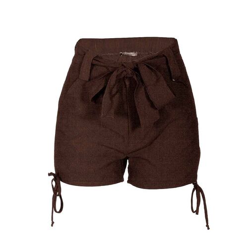 Short recto con cintas de amarre Philosophy talla chica color cafe obscuro modelo HSP6610N