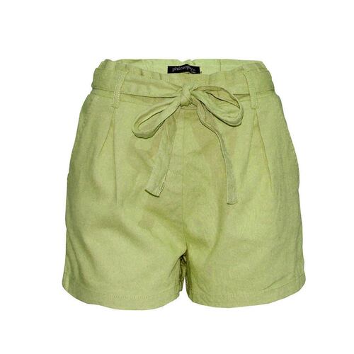 Short para mujer, recto con elástico en la cintura, cinta de amarre y bolsillos Philosophy Jr talla mediana color verde modelo LNSH22CLNN