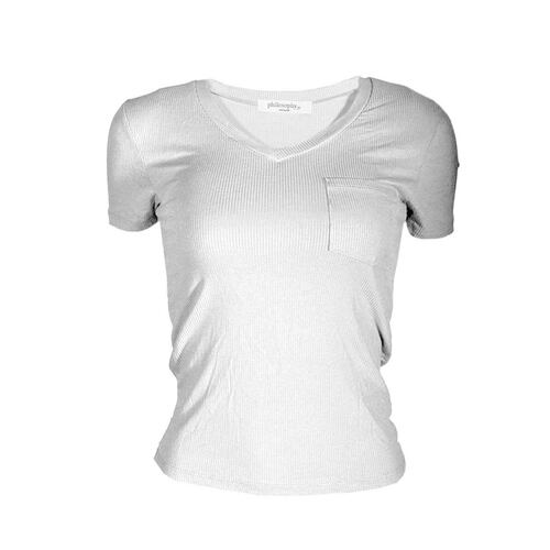 Playera lisa con bolsillo superior Philosophy talla chica color blanco modelo T11342N