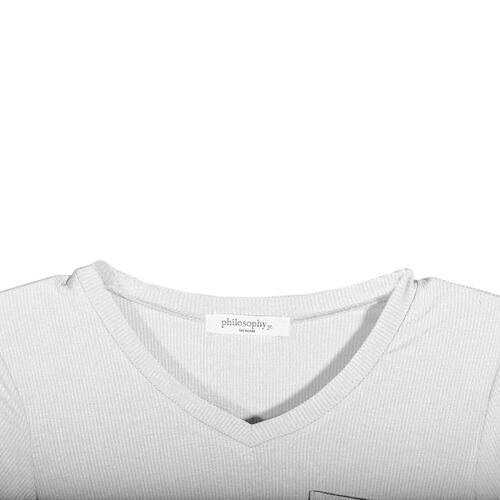 Playera lisa con bolsillo superior Philosophy talla chica color blanco modelo T11342N