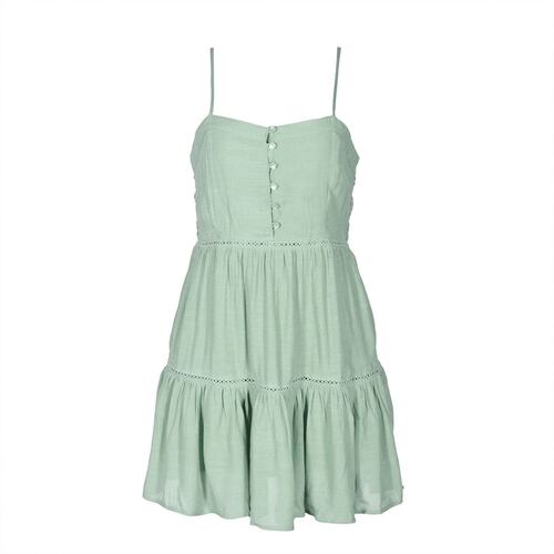 Vestido corto para mujer con botones y olanes Philosophy talla mediana color verde modelo 4677DMN