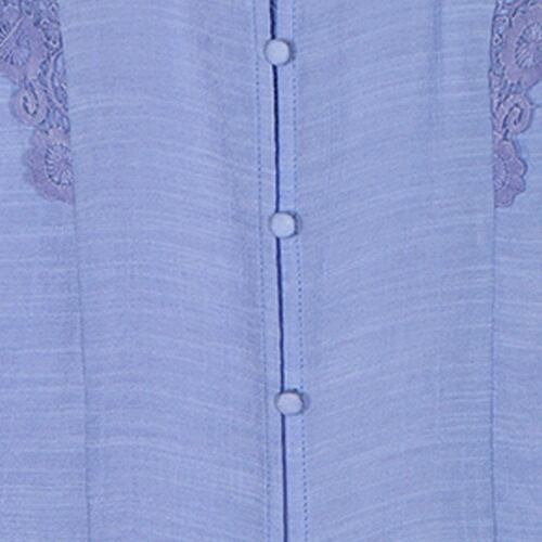 Blusa para mujer con encaje y amarre y botones en espalda Philosophy Jr talla extra grande color   azul modelo 11481