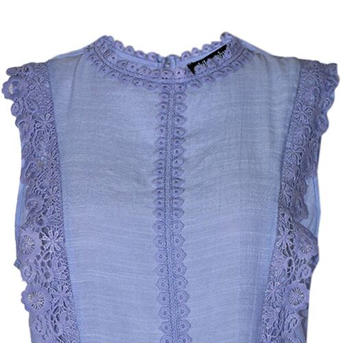 Blusa para mujer con encaje y amarre y botones en espalda Philosophy Jr talla extra grande color   azul modelo 11481