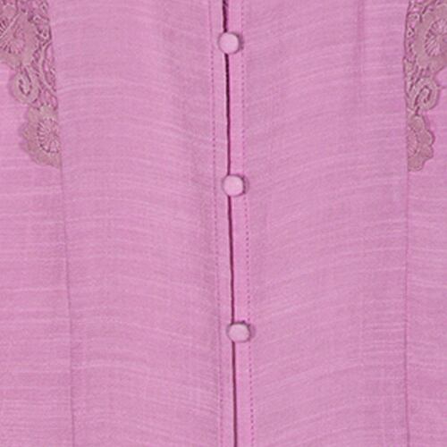 Blusa para mujer con encaje y amarre y botones en espalda Philosophy Jr talla grande color rosa modelo 11481