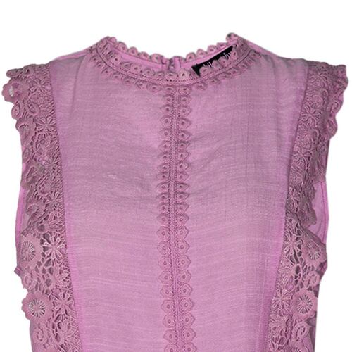 Blusa para mujer con encaje y amarre y botones en espalda Philosophy Jr talla grande color rosa modelo 11481