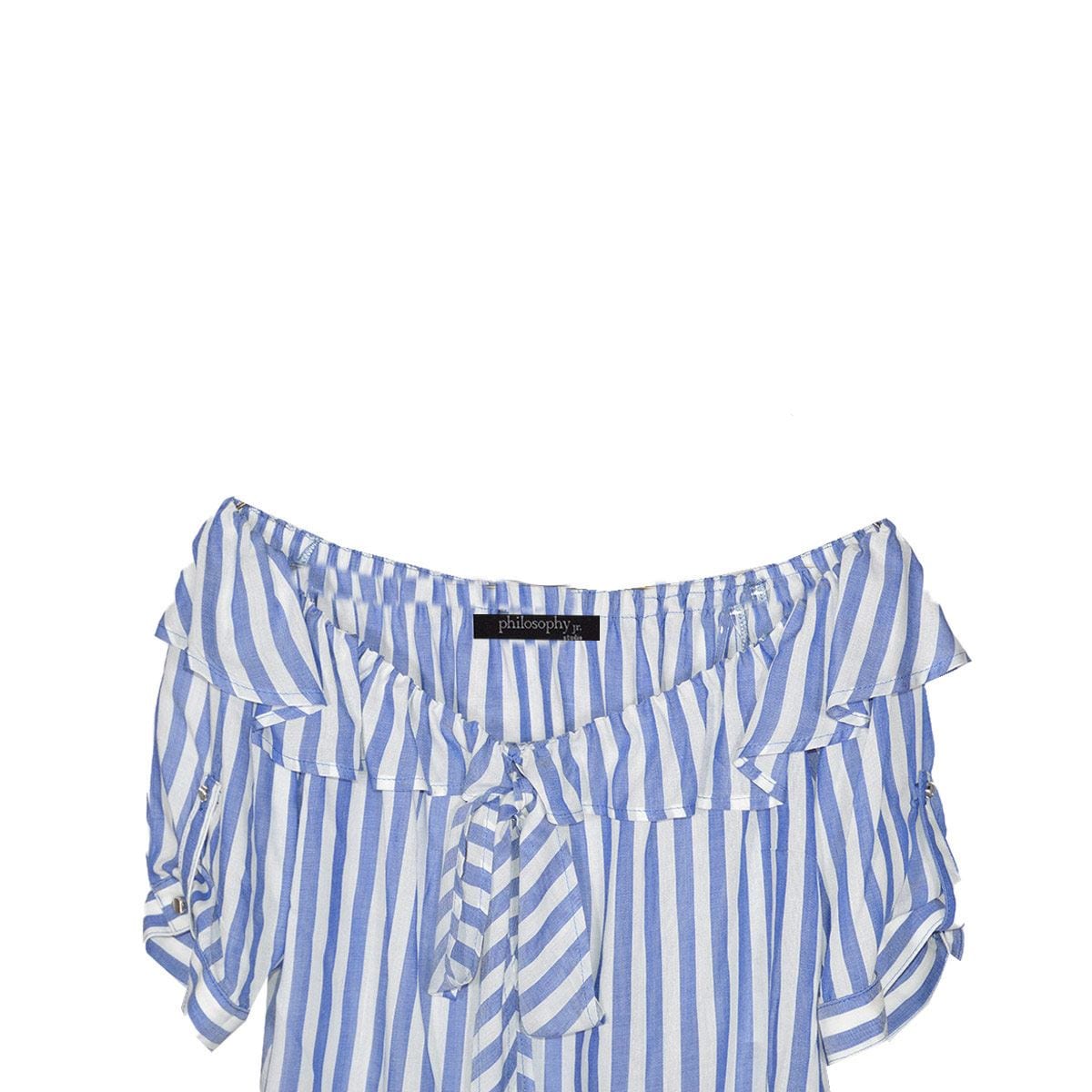 Blusa Para Mujer Con Plisado, Cinta De Amarre En Espalda Y Estampado