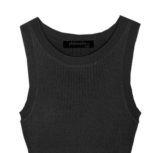 Playera para mujer, lisa Philosophy Jr talla grande color negro modelo CR2116