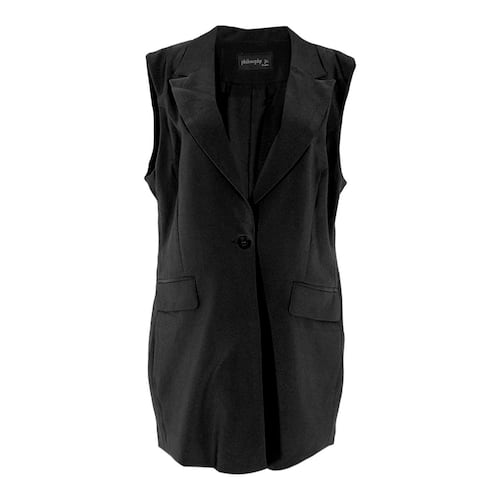 Chaleco para mujer, con solapa y bolsillos simulados Philosophy talla grande color negro modelo 5080VD