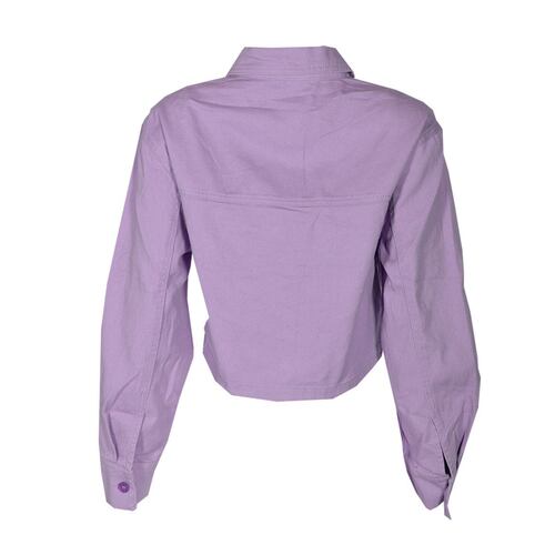 Chamarra para mujer, corta con botones y bolsillos Philosophy talla grande color morado claro modelo 80008JM