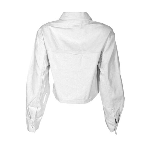 Chamarra para mujer, corta con botones y bolsillos Philosophy talla mediana color blanco modelo 80008JM