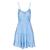 Vestido corto para mujer con encaje, olanes y cinta de amarre en espalda Philosophy talla grande color azul claro modelo 4487DY