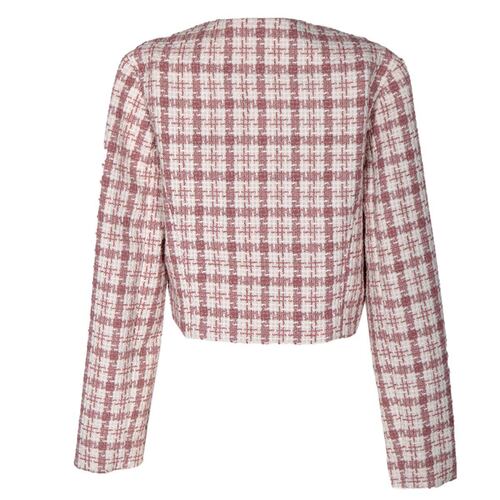 Saco corto para mujer, cruzado con bolsillos y botones Philosophy talla grande color rosa combinado modelo 11702