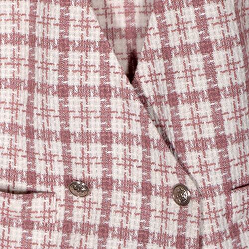 Saco corto para mujer, cruzado con bolsillos y botones Philosophy talla grande color rosa combinado modelo 11702