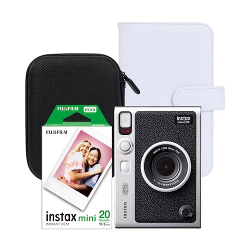 Paquete Cámara Fuji Instax Evo Negro Álbum y Película