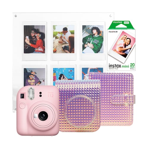 Paquete Cámara Fuji Instax Mini 12 Rosa Accesorios