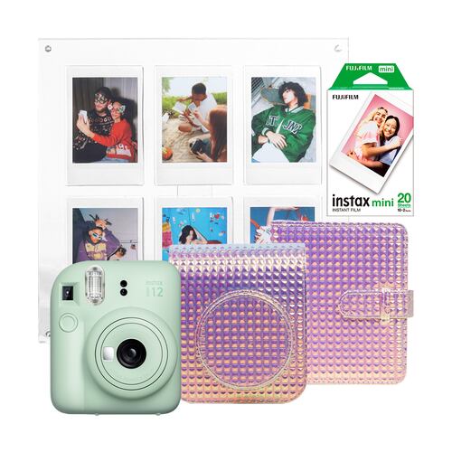 Paquete Cámara Fuji Instax Mini 12 Verde Accesorios