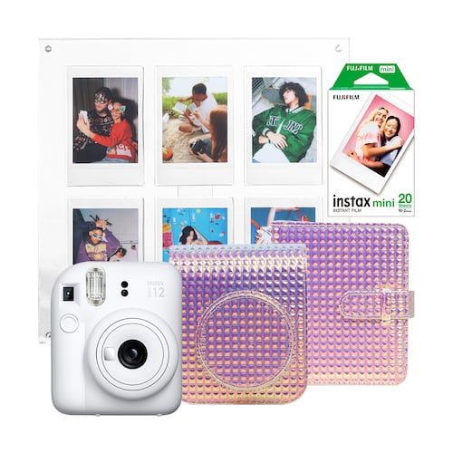 Paquete Cámara Fuji Instax Mini 12 Blanca Accesorios
