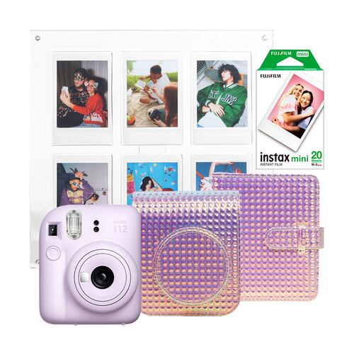 Paquete Cámara Fuji Instax Mini 12 Lila Accesorios