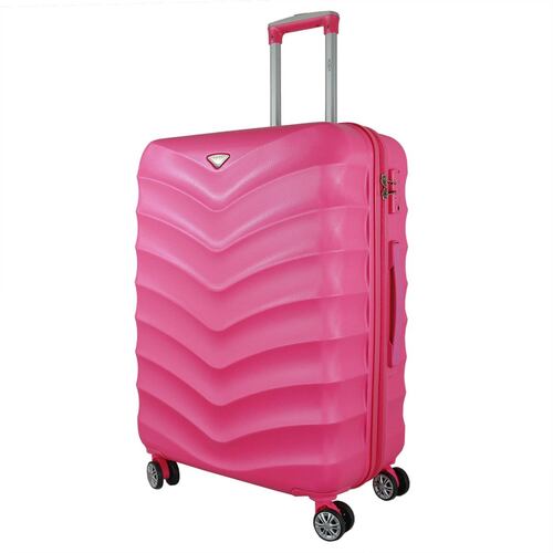Flight Knight D09, ROSA, Maleta ABS 25", Cerradura de combinación TSA, 8 ruedas, trolley de aluminio.