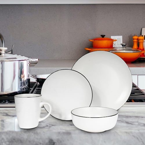 Vajilla Zury de Cerámica 16 Piezas Color Blanco CHEFMAKER