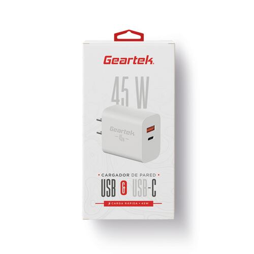 Cargador de Pared Geartek Doble USB & USB C 45W