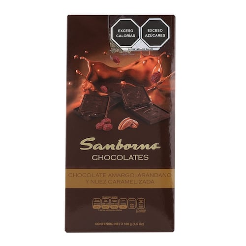 Tablilla chocolate obsc con arandanos y nuez Sanborns