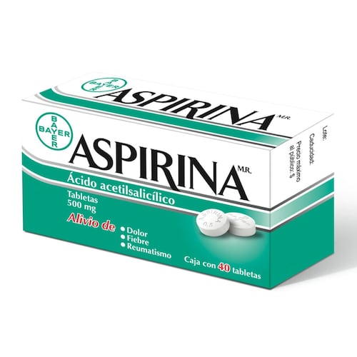Aspirina (Ácido acetilsalicílico) caja con 40 tabletas