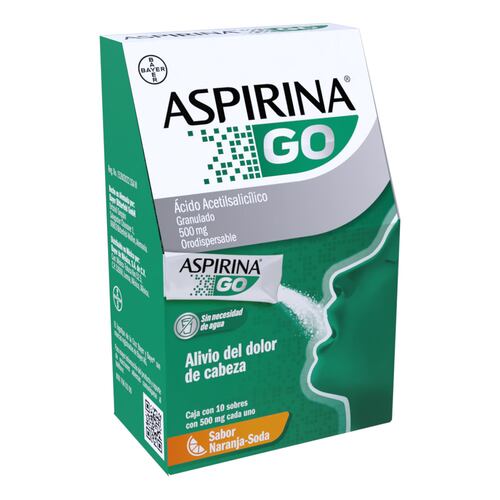 Aspirina Go 10 Sobres 500 mg c/u