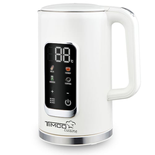 TIMCO Tetera Eléctrica con Pantalla Digital en Color Blanco y Capacidad de 1700 ml