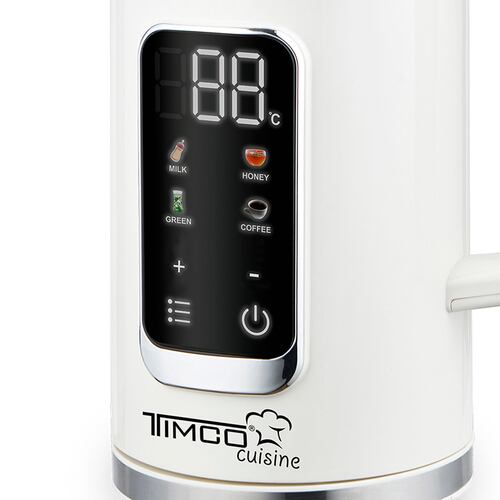 TIMCO Tetera Eléctrica con Pantalla Digital en Color Blanco y Capacidad de 1700 ml