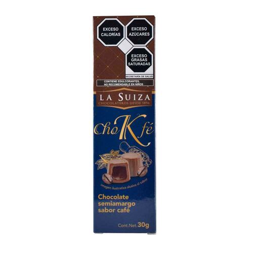 Chocolate Semi-Amargo con Relleno Sabor Cafe La Suiza 30G
