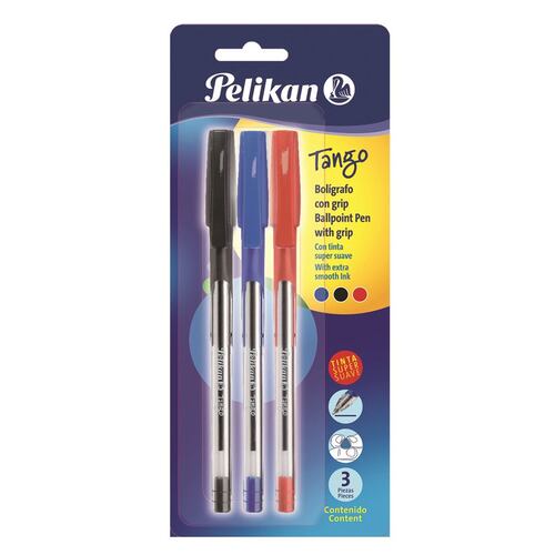 Bolígrafo Tango Blíster con 3 Piezas de Colores Rojo Azul y Negro