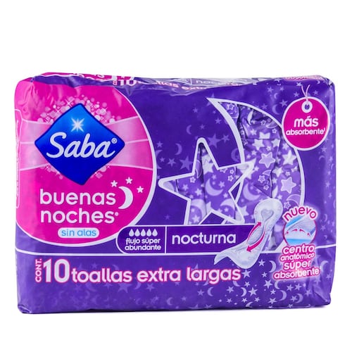 Saba Buenas Noches sin Alas Extra Larga con 10 Pzs.