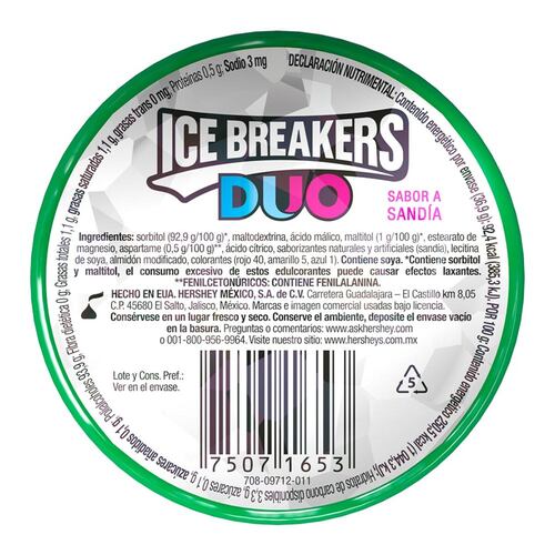 Pastillas Refrescantes sin Azúcar Menta/Sandia 36 g Ice Breakers