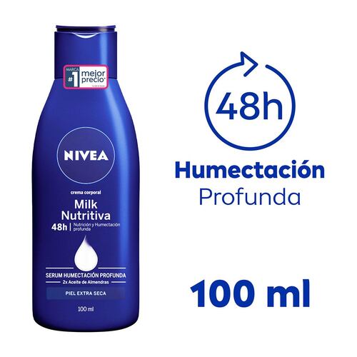 Crema Corporal Humectante para Piel Extra Seca, Body Milk 48 horas de Humectación Profunda, 100 ml