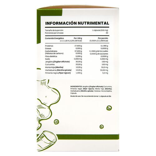 DIGESTIVO JCP  (JENGIBRE, CURCUMA Y PIMIENTA NEGRA) 30 CAPS.