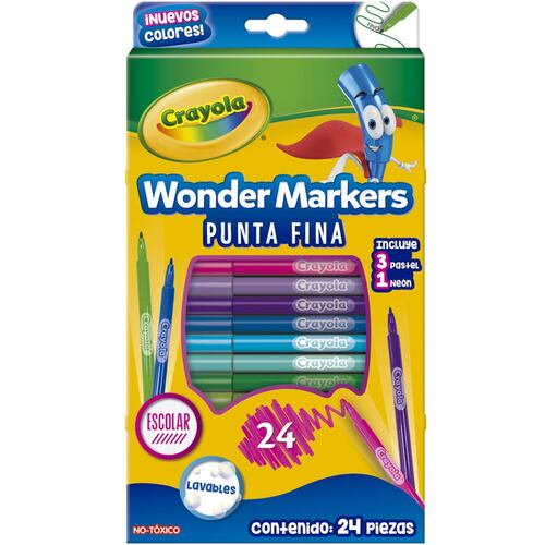 Set de Plumones CRAYOLA de 24 Piezas Wonder Markers