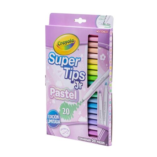 20 Plumones Super Tips Jr Tonos Pastel Edición Limitada Crayola