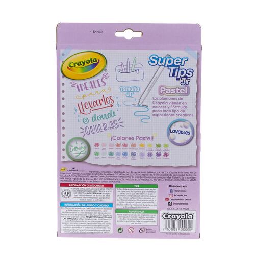 20 Plumones Super Tips Jr Tonos Pastel Edición Limitada Crayola