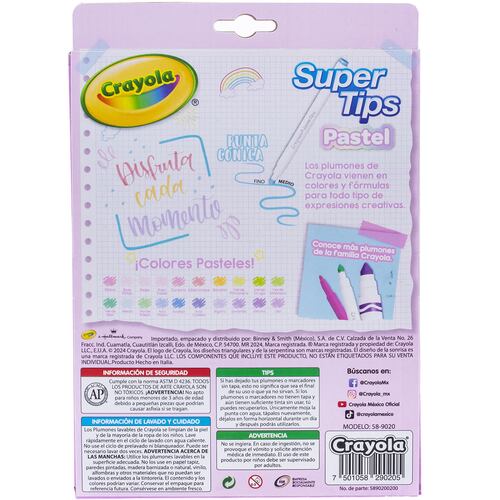 Plumones CRAYOLA SuperTips en Tonos Pastel