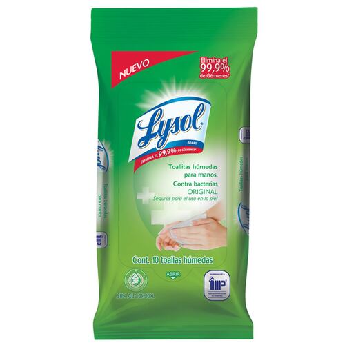 Lysol® Toallitas Húmedas para manos 10pz