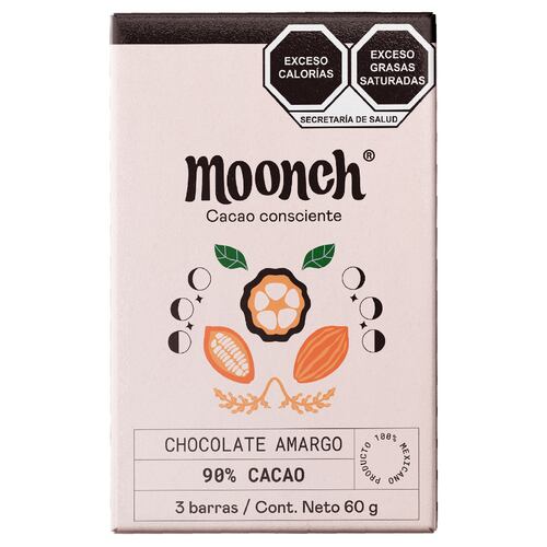 Chocolate Amargo sin Azúcar 90% Cacao 60 g Moonch
