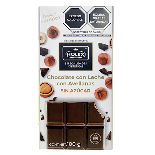 Chocolate Holex Leche Avellanas Sin Azúcar 100 grs.