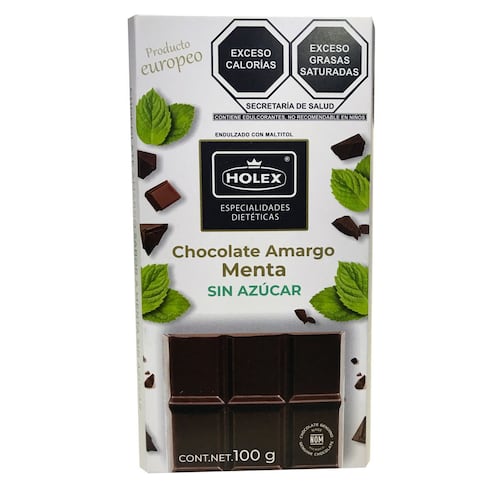Chocolate Holex Amargo/Menta Sin Azúcar 100 grs