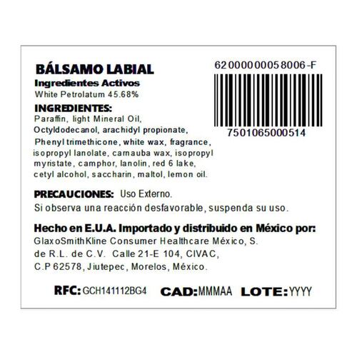 Balsamo Labial Chapstick Fresa 4.2g