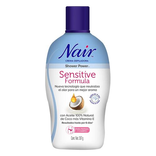 Crema Depiladora Corporal para Piel Sensible con Aceite 100% Natural de Coco Nair 357 gr